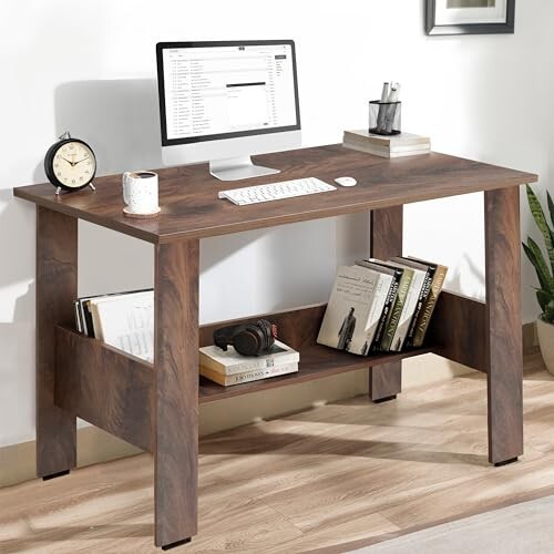 ABOUT SPACE Study Table | Multipurpose Office Desk | Tables for Students & Adults | Engineered Wood Drawing Table | Table with Storage| Computer Table | Writing Table - (L90 x B50 x H78.5 cm - Walnut)