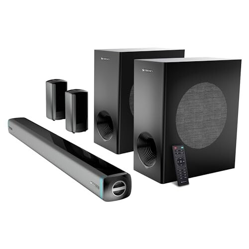 ZEBRONICS Juke bar 9550 pro 5.2 Soundbar (625 Watts), Dolby Audio, Dual Wireless Subwoofer & Wired Satellite(Silver)