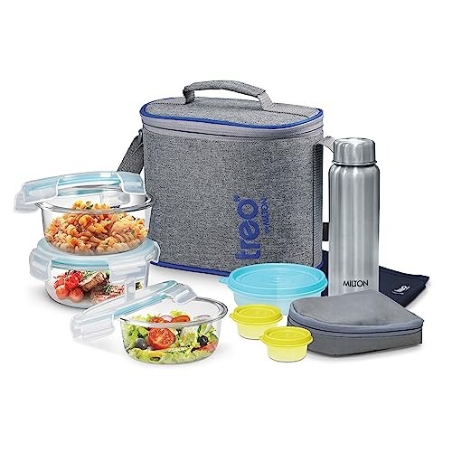 Treo by Milton All Fresh Premier Glass Tiffin with Bag, Set of 8