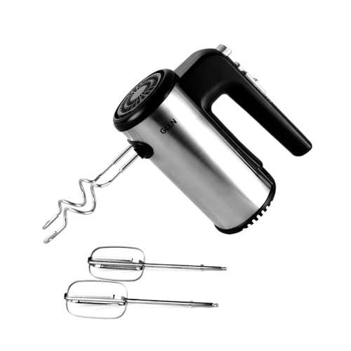 Glen Electric Hand Mixer With Detachable Beater & Dough Kneader Hook|For Quick Mixing, Whisking, Whipping Cream, Cake & Eggs|200W|Safety Eject Feature, 5 Speed Setting, Turbo mode - Black/Grey