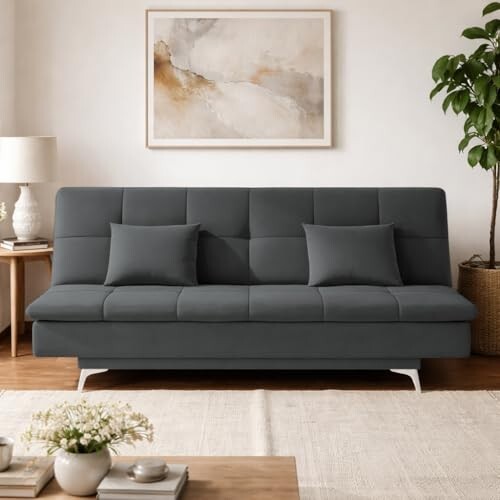 Adorn India Premium New Aspen 3 Seater Sofa Cum Bed 4X6 (Color Dark Grey)