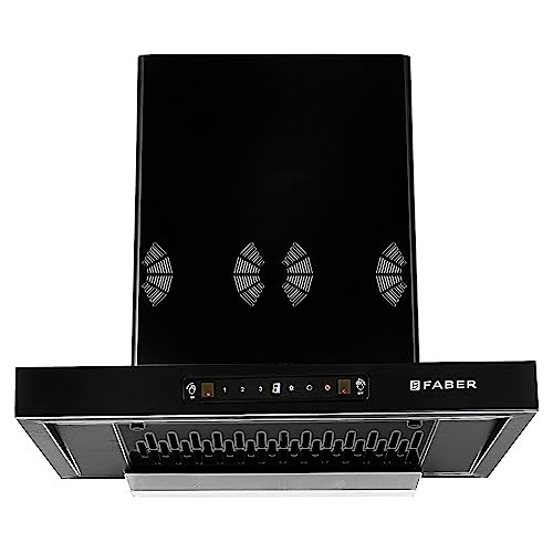 Faber 60cm 1250 m3/hr 6 way silent suction, Autoclean Chimney, Black