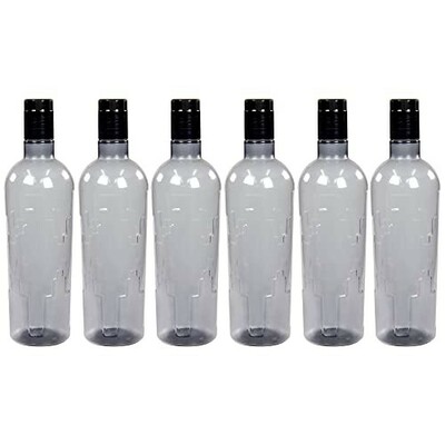 PEARLPET Nira- BPA-free Plastic Water Bottle Set of 6 Pcs, Each 1000ml, Grey