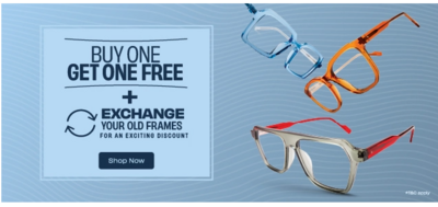 Buy One Get One Free on Titan and Fastrack Frames* | BOGO + Exchange offer is only at Store