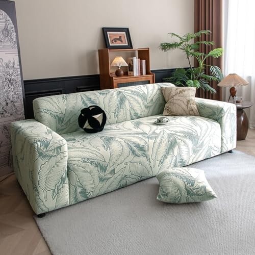 HOKIPO 200gsm Dual Tone Knitting Jacquard Sofa Cover 3 Seater Fully Covered