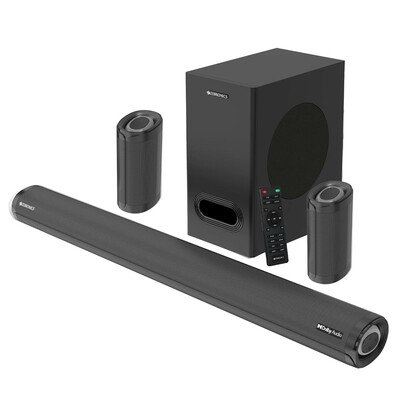  ZEBRONICS Zeb-Juke BAR 9500WS PRO Dolby 5.1 soundbar with Wireless Satellites, Dolby Audio, 525 Watts Output Power, 16.5cm subwoofer, HDMI ARC, Optical, BT v5.0, LED Display, Wall Mount and AUX,Black
