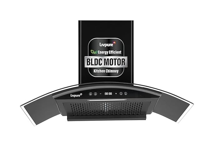 Livpure 90cm 1400m3/hr BLDC Filterless Autoclean Chimney | LIV-ETERNA-BLDC-90-FL-HAC, Black