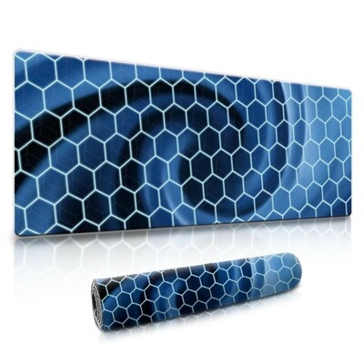 Dyazo Hexagonal Pattern Desk Mat for Laptop & Computer | Anti-Slip Extended Mouse Pad | Gaming Rubber Mouse Pad with Stitched Edges (800mm x 300mm x 3mm) – Blue