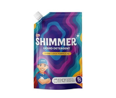 Shimmer Liquid Detergent - 5L Family Pack | French Lavender Fragrance | Front Load & Top Load Machine Wash & Bucket Wash Expert | Removes Tough Stains | Shine Lock Formula | Deep Clean Technology