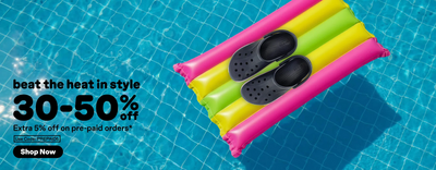BEAT THE HEAT in style  30 - 50% OFF + Extra 5% off on prepaid orders 