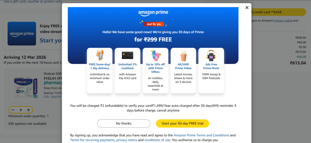 Amazon Prime Trial - 30 days for old users