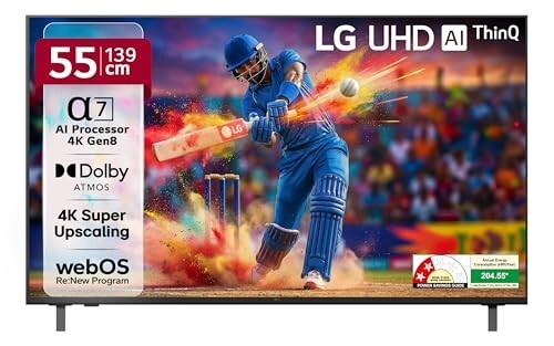 LG 139 cm (55 inches) UA82 AI Series 4K Ultra HD (3840 x 2160) Smart webOS LED TV 55UA82006LA
