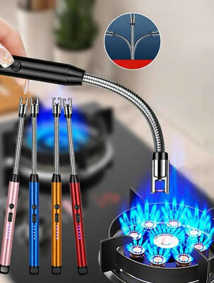 Eblooming 360 Degree Flexible Rechargeable Electric Kitchen Lighter for Gas Candle Stove Aluminium Electronic Gas Lighter Aluminium Gas Lighter (Multicolor, Pack of 1