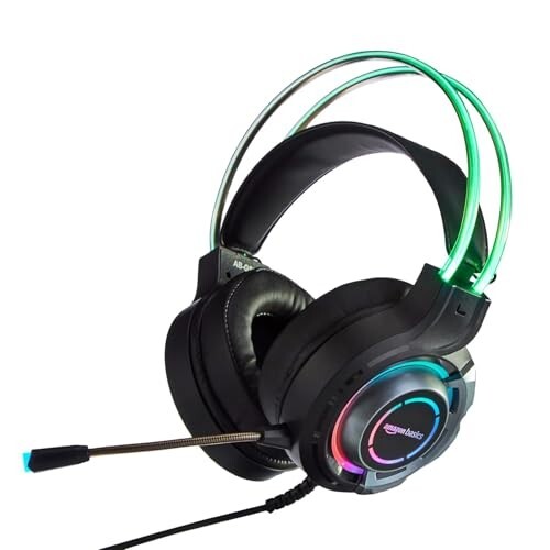 Amazon Basics RGB Wired Gaming On Ear Gaming Headphone (USB A only for RGB, Black)