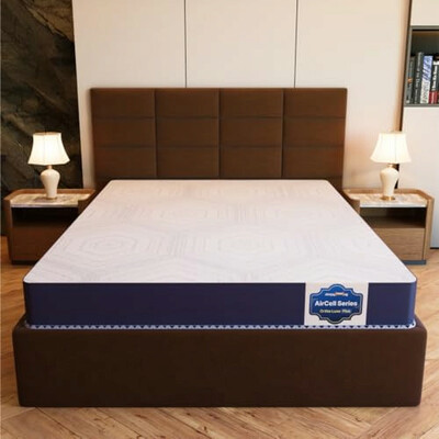SleepyHug AirCell Ortho Luxe Plus 5 inch Orthopedic Mattress, CoolFlow Memory Foam Mattress with Honeycomb Grid, Perfect for Double Bed, for Back Pain Relief, Firm Yet Soft, Removable Cover (75x48x5)
