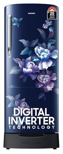 Samsung 183 L, 5 Star, Digital Inverter, Direct-Cool Single Door Refrigerator (RR20D2825HV/NL, Himalaya Poppy Blue, Base Stand Drawer)