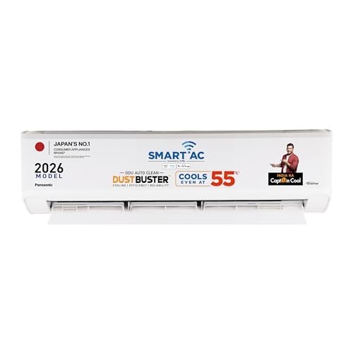 Panasonic 1.5 Ton 5 Star Premium Wi-Fi Inverter Smart Split AC (Matter/MirAIe, AI, DustBuster, 55°C Oper., Copper Condenser, 8in1 Convertible, 4-Way, PM0.1 Filter, CS/CU-NU18BKY5WX, 2026 Model, White)