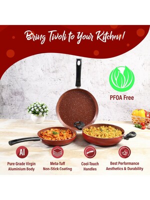 Wonderchef Tivoli 3 Pieces Red Cookware Set - Cookware Set 