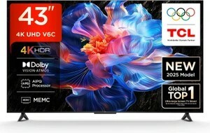 TCL 108 cm (43 inch) Ultra HD (4K) LED Smart Google TV 2025 Edition with MEMC | Dolby Vision-Atmos | HVA Panel & Metallic Bezel