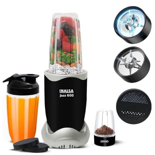 INALSA Mixer Grinder|3 Jar & 600 W Copper Motor| Blenders for Smoothies and Juices| Smoothie Maker Blender|Nutri Blender | 2 Blades |2Yr Warranty,Jazz 600-3 Jar