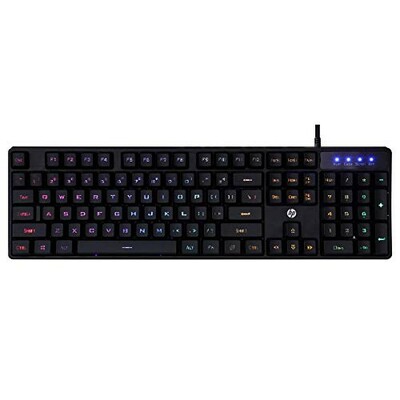 HP K300 Wired Gaming Keyboard, Backlit Membrane with Mixed Color Lighting, 4 LED Indicators, Matte Finish Double Injection Key Caps and Windows Lock Key / 3 Years Warranty(4QM95AA)