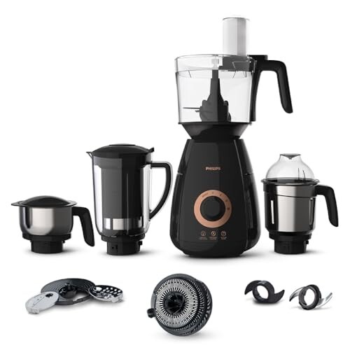 Philips Stainless Steel Mixer Grinder + Food Processor, 3-in-1 750 Watt, Black
