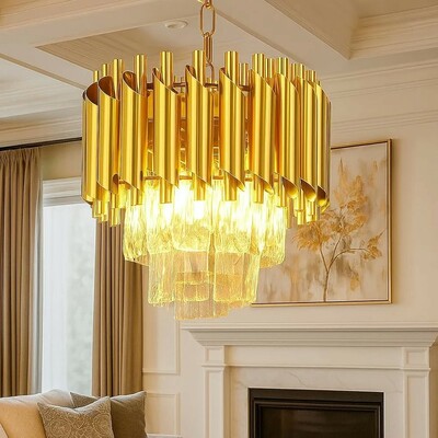 Desidiya Modern Crystal Chandelier 150watt Decorative Pendant Crystal Jhumar | for Home| Chandelier for Restaurant | Jhoomar for Hotel | Light Fixture (Gold Indian, 300MM) Online at Low Prices in India - Amazon.in
