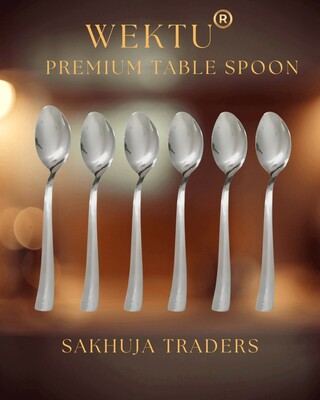 WEKTU Premium Table Spoons Set - Stainless Steel Tableware 6PC Spoon