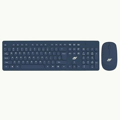 Ant Value FKBRI05 Wireless Keyboard Mouse Combo - 2.4Ghz Aesthetic Quiet Keyboard and Mouse Wireless - 110 Keys Full Size Ultra-Thin Keyboard for Laptop, Computer, PC, Notebook, Windows, Mac OS (Blue)