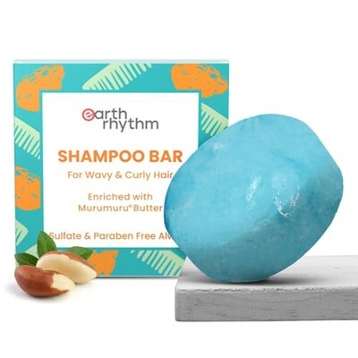 Earth Rhythm Murumuru Butter Shampoo Bar for Dry, Frizzy and Curly Hair, with Vitamin E | Deep Conditions, Softens & Maintains Growth | Sulphate & Paraben Free | Men & Women - 80gm (Cardboard)