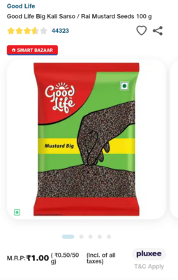 PRICING ERROR : Good Life Mustard seeds 100g - 1rs