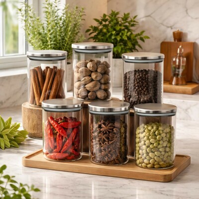 300 RS Flash Coupon on amazon basics Borosilicate 6 Pack Glass Containers for Kitchen