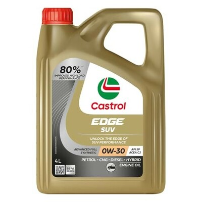 Castrol EDGE SUV 0W-30 Advanced Full Synthetic Engine Oil | Power Boost Technology | G80% Improved Performance| For Petrol, Diesel, CNG & Hybrid Cars | 4L