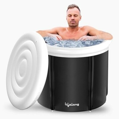 Lifelong Ice Bath Tub for Adults - Cold Plunge Ice Recovery Bath Tub - Durable & Multiple Layered, Portable Ice Bath Plunge Tub - Ice Bath Container for Therapy & Training in Homes & Gyms (Black)