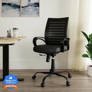 IAFA Diego Mid Back Ergonomic Office Heavy Duty Black Metal Base Chair 