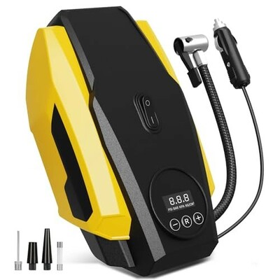 150psi Air Tyre Inflator for Car and Bike Pump Auto Stop (Yellow)