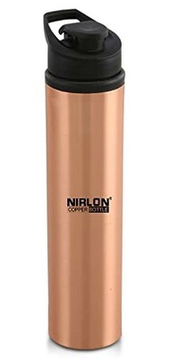NIRLON Jal Copper Tamba Bottle with Leaf Proof Protection/Joint Less, Jal 1000ml, Set of 1