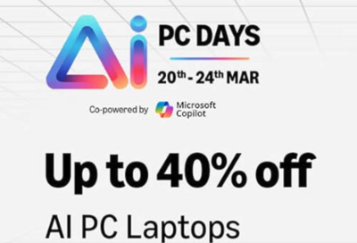Up to 40% off AI PC Laptops. +  Up to ₹10,000 off on Instant Bank Discount