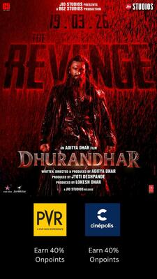 Dhurandhar 2 Special: PVR/Cinepolis Gift Cards at 40% Cashback + Extra 5% with SBI Cashback / Axis Cashback