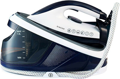 SINGER STEAMINATOR 8 Bar 2600 W Steam Generator Iron | 100 g/min Continuous Steam | 1.5L Water Tank | Ceramic Soleplate | Vertical Steam | Auto Shut-Off | Heavy Duty | ISI Certified | 2 Years Warranty 