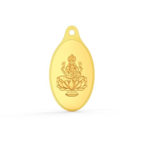 Joyalukkas 24K (999) Purity Gold Coin Pendant | Yellow Color | Lakshmi Design.