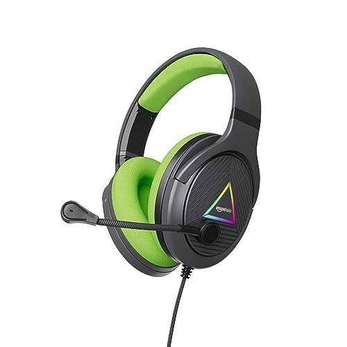 amazon basics 7.1 USB Gaming Wired Over Ear Headphones with Mic (Black - Green)