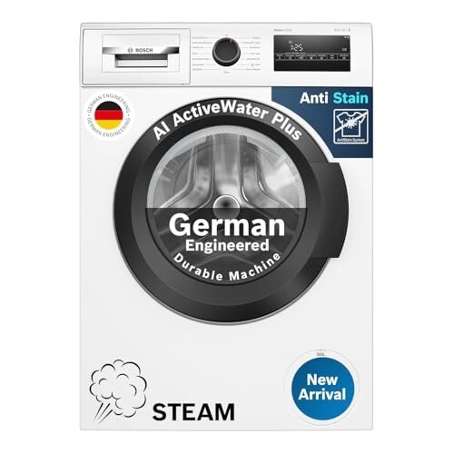 Bosch 8 kg, 5 Star, Anti Stain & AI Active Water+ Fully Automatic Front Loading Washing Machine 