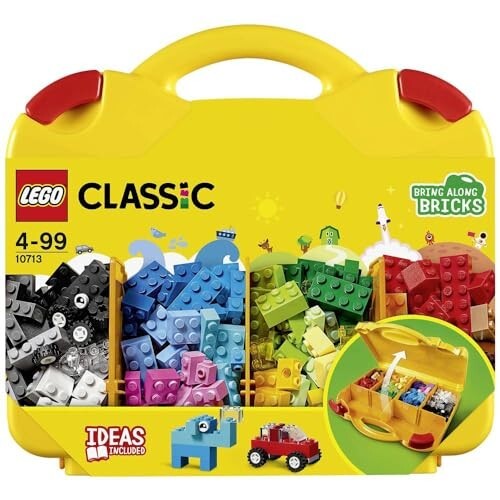 LEGO 10713 Classic Creative Suitcase, Toy Storage, Fun Colourful Basic Building Bricks (213 pieces)