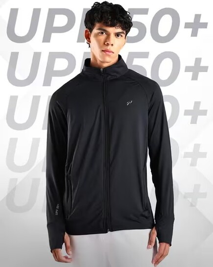 Blue Tyga Men UPF 50+ Hooded Sunscreen Jacket Min 50% OFF