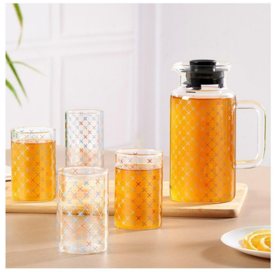 JioMart - Borosil Clear Glass Lemon Printed Jug Set (Set of 5)(location specific)