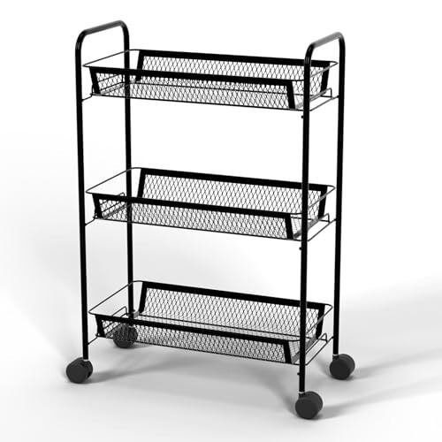 Lifelong DIY Multipurpose Trolley | 3-Tier Steel Mesh Storage Rack with Wheels