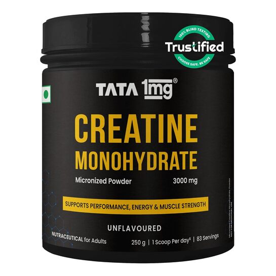 TATA 1MG Creatine Monohydrate | 100% Pure, Micronized | No Additives, No Preservatives | Zero Calories | Boosts Strength, Power & Recovery | Fast Absorption | Unflavoured,250gm