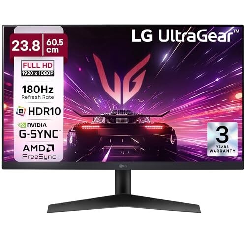 LG 24″ UltraGear FHD IPS Gaming Monitor | 180Hz, 1ms, G-SYNC, FreeSync, HDR10 (24GS60F)