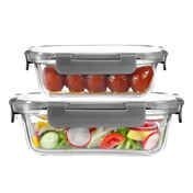 Cutting EDGE 370ml & 640ml Borosilicate Glass Lunch Box|Set of 2|Grey